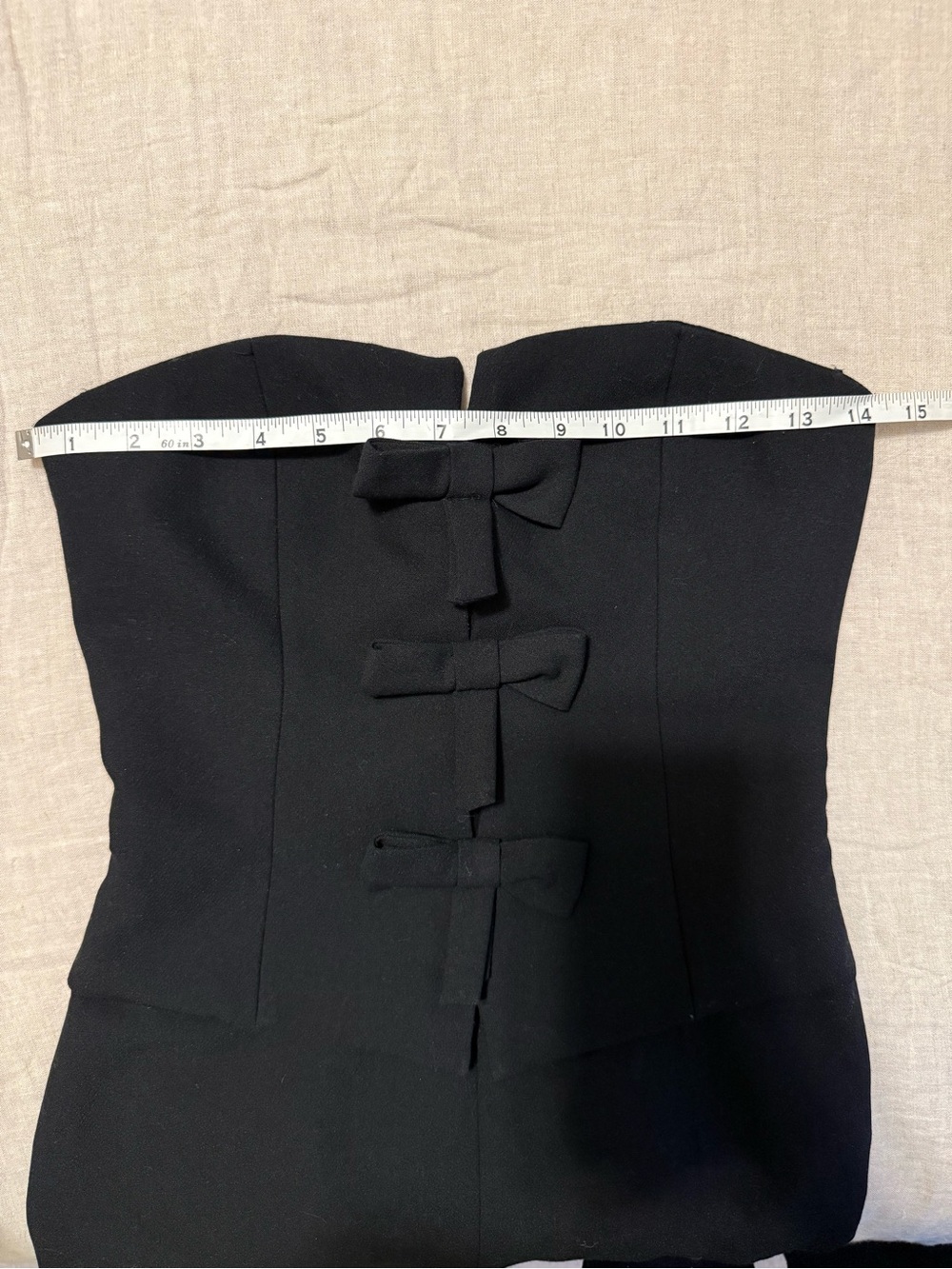 Viral Zara Black Strapless Jumpsuit with Front Bow Accents Small NWOT - Picture 3 of 7